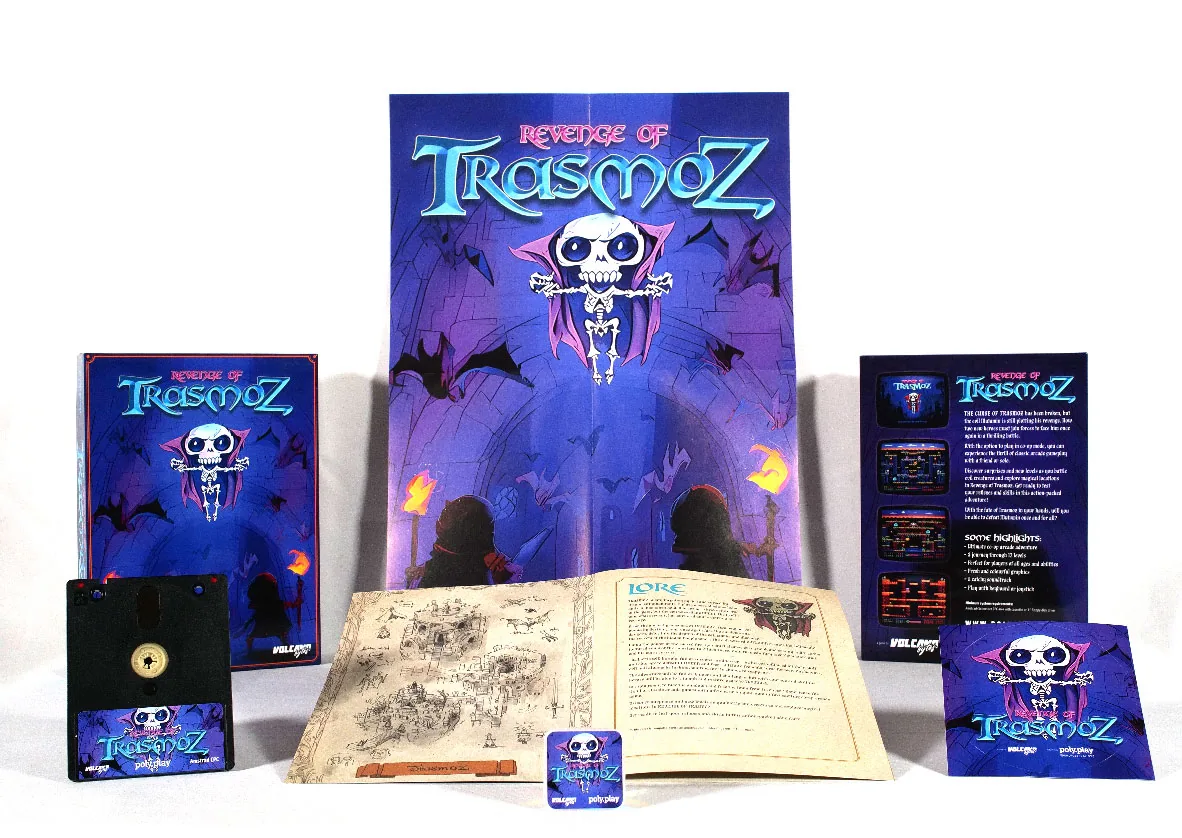 Revenge of Trasmoz physical edition on 3-inch disc: box, disc, manual, poster and postcards