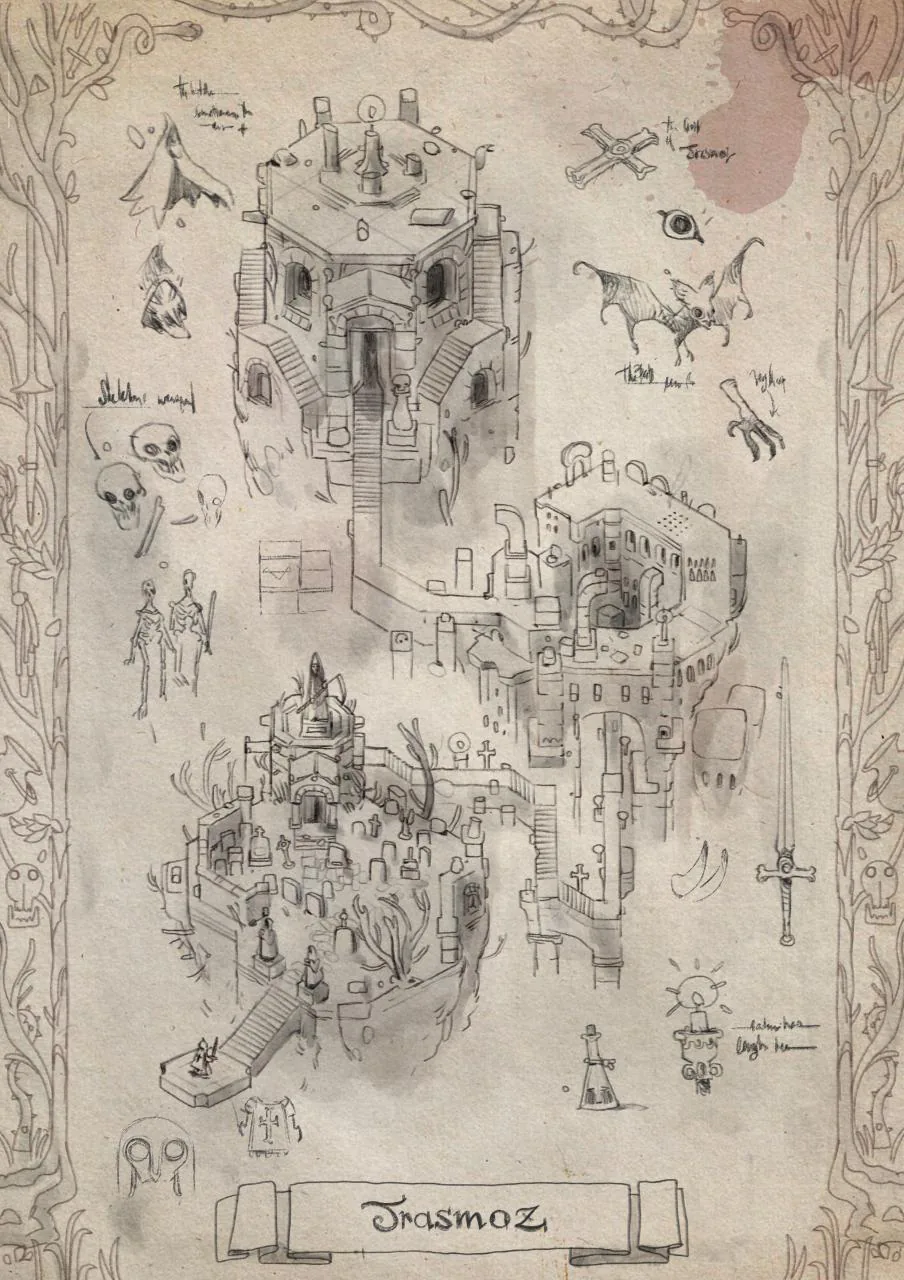 La portada de Dani Díez y su mapa de Trasmoz a boceto 2